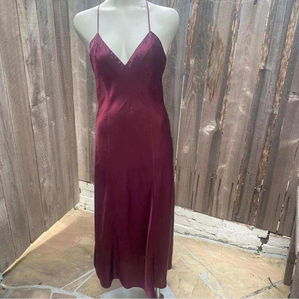 Vintage style burgundy maxi slip dress size small